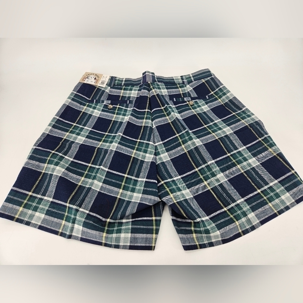 Gant SALTY DOG 90s 1990s Men's Navy / Green Plaid Shorts size 38 NOS NWT